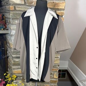 Men's Casual Button Down Shirt - Black, Gray, and Cream